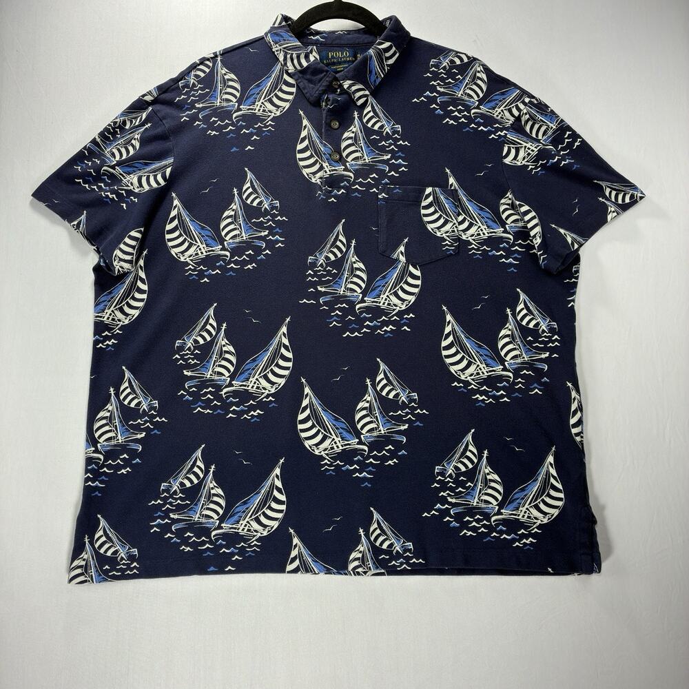 Polo Ralph Lauren Men’s XL Featherweight Mesh Sailboat Navy Polo Shirt